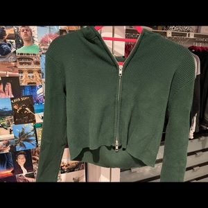 Brandy Melville Forest Green Sweater Zip Up